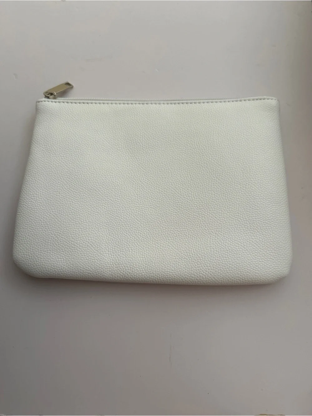 Minimalist Faux Leather Cosmetic Pouch - white